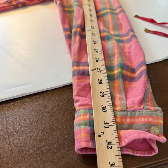 Vineyard Vines Plaid Flannel Shirt Pink Green Collegiate Fit L - Picture 6 of 8